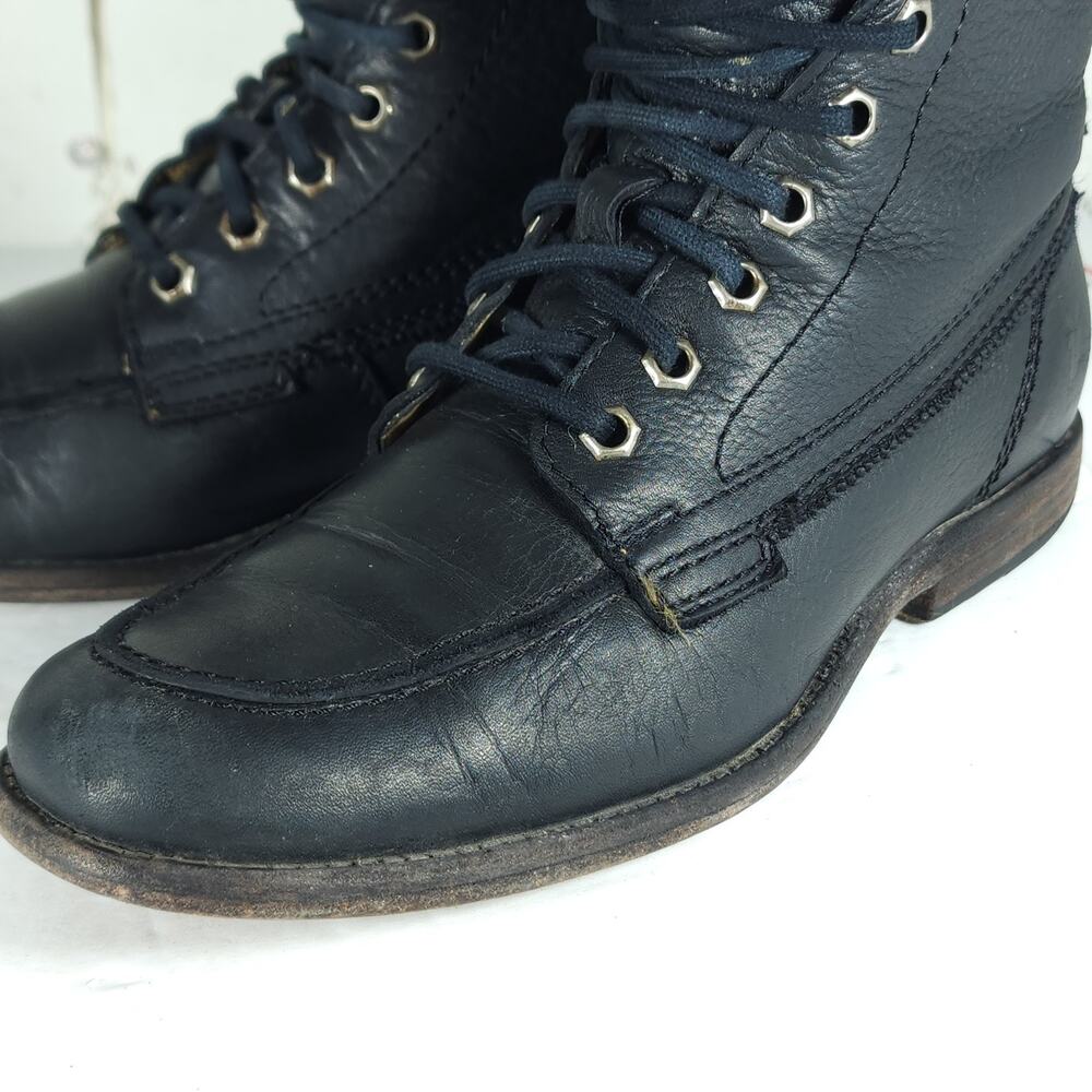 Frye women’s Phillip US 7,5 B Black leather Lace-Up Ankle Combat Boots booties - Picture 12 of 16
